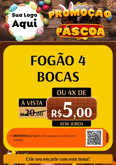 Modelo de Cartaz para Cartaz A4 Vertical com o tema Promoção Páscoa para Móveis e Eletro