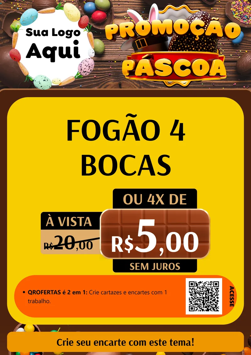 Modelo de Cartaz para Cartaz A4 Vertical com o tema Promoção Páscoa para Móveis e Eletro