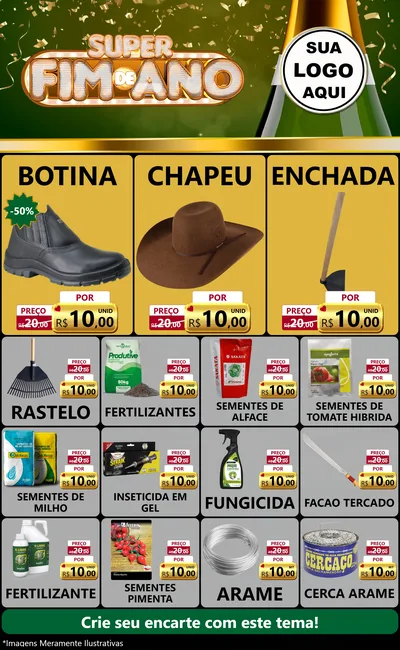 Modelo de Encarte para Encarte Grande com o tema Super Fim de Ano para Agropecuária