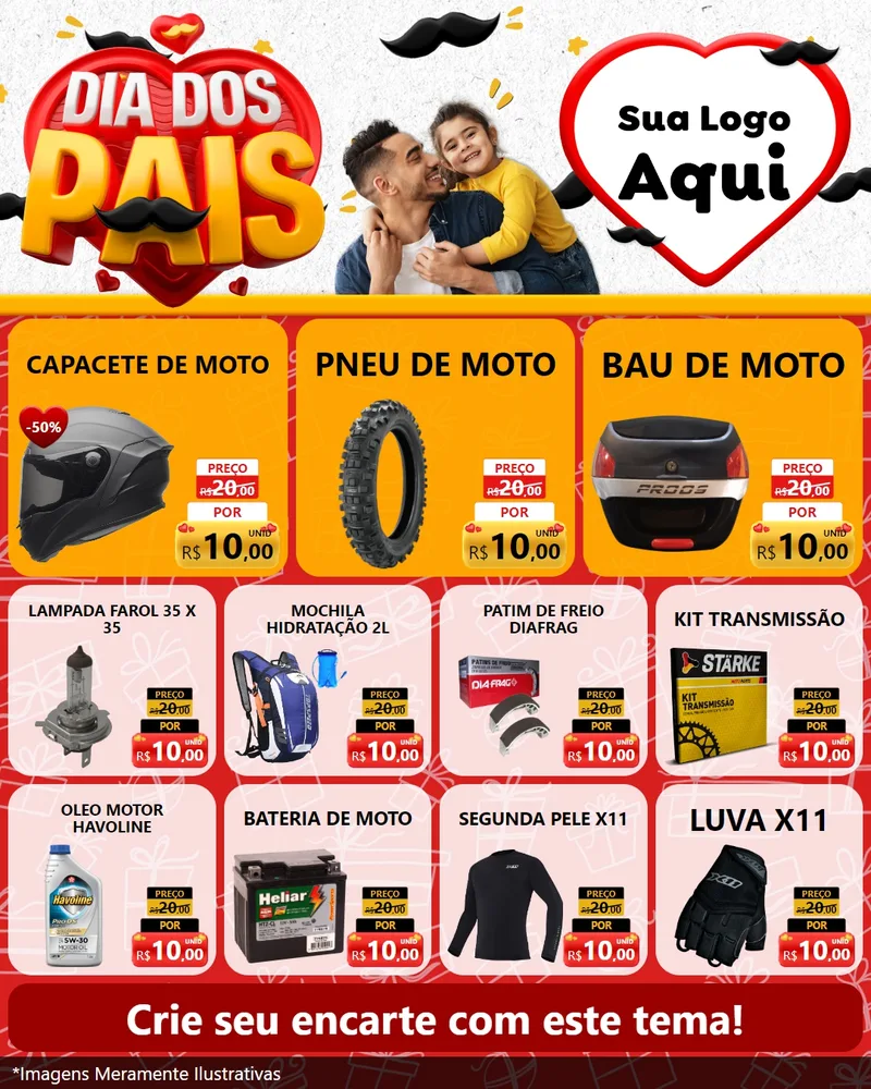 Modelo de Rede Social para Feed Instagram com o tema Dia dos Pais para Moto peças