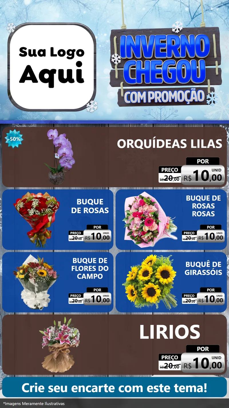 Modelo de TV para TV Vertical com o tema Inverno Chegou Com Promoção para Floricultura e jardim