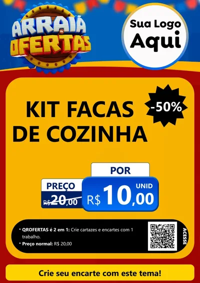 Modelo de Cartaz para Cartaz A4 Vertical com o tema Arraiá de Ofertas - Junina para Utilidades Domésticas