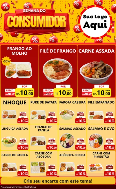 Modelo de Encarte para Encarte Grande com o tema Semana do Consumidor para Restaurante
