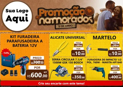 Modelo de Encarte para Encarte A4 Horizontal com o tema Promoção Namorados para Maquinas e Ferramentas
