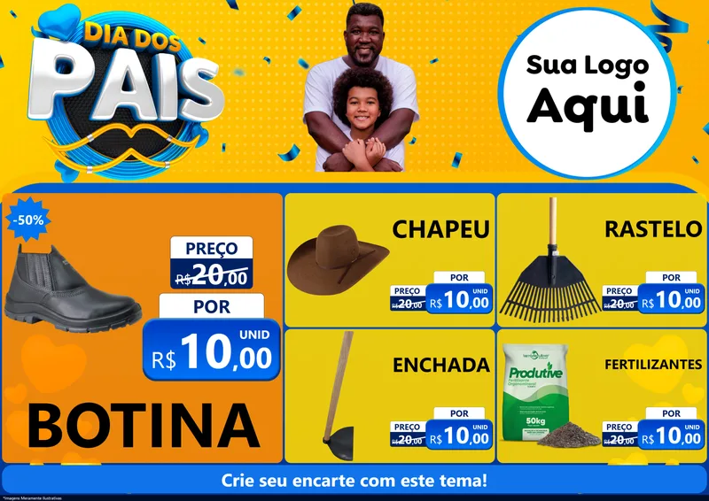 Modelo de Encarte para Encarte A4 Horizontal com o tema Dia dos Pais para Agropecuária