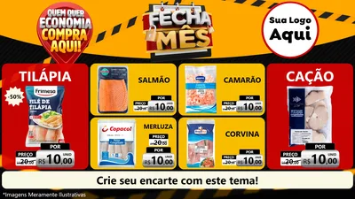 Modelo de TV para TV Horizontal com o tema Fecha Mês para Peixaria