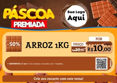 Modelo de Cartaz para Cartaz A4 Horizontal com o tema Páscoa Premiada para Supermercado