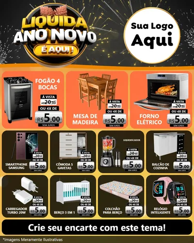 Modelo de Rede Social para Feed Instagram com o tema Liquida Ano Novo É Aqui! para Móveis e Eletro