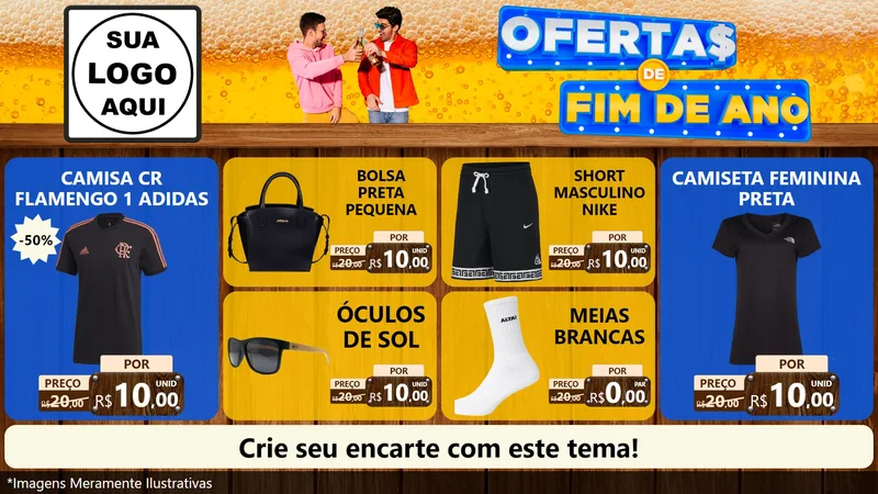 Modelo de TV para TV Horizontal com o tema Ofertas de Fim de Ano para Roupas e acessórios