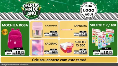 Modelo de TV para TV Horizontal com o tema Ofertas Fim de Ano para Papelaria