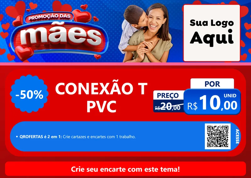 Modelo de Cartaz para Cartaz A4 Horizontal com o tema Promoção das Mães para Tubos e conexões