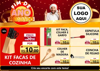 Modelo de Encarte para Encarte A4 Horizontal com o tema Fim de Ano Premiado para Utilidades Domésticas