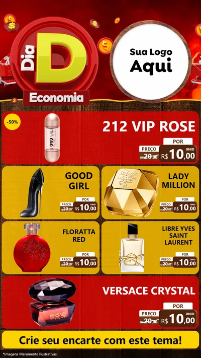 Modelo de TV para TV Vertical com o tema Dia D Economia para Perfumes
