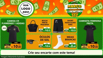 Modelo de TV para TV Horizontal com o tema Comece Março Economizando para Roupas e acessórios