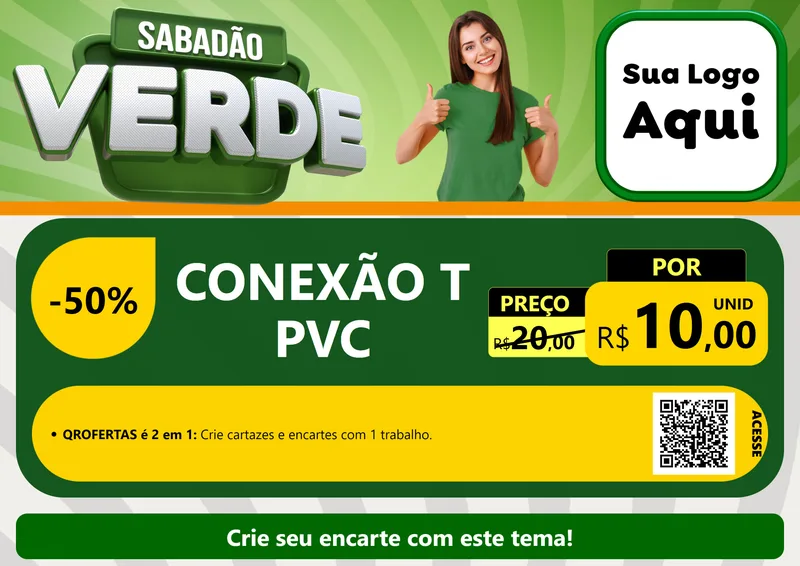 Modelo de Cartaz para Cartaz A4 Horizontal com o tema Sabadão Verde para Tubos e conexões
