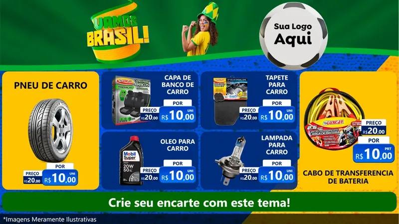 Modelo de TV para TV Horizontal com o tema Vamos Brasil - Copa para Auto peças