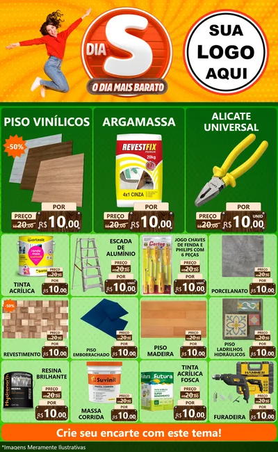 Modelo de Encarte para Encarte Grande com o tema Dia S - O Dia Mais Barato para Material para Construção