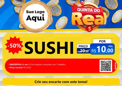 Modelo de Cartaz para Cartaz A4 Horizontal com o tema Quinta do Real para Comida japonesa