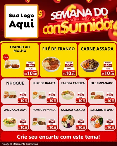 Modelo de Rede Social para Feed Instagram com o tema Semana do Consumidor para Restaurante