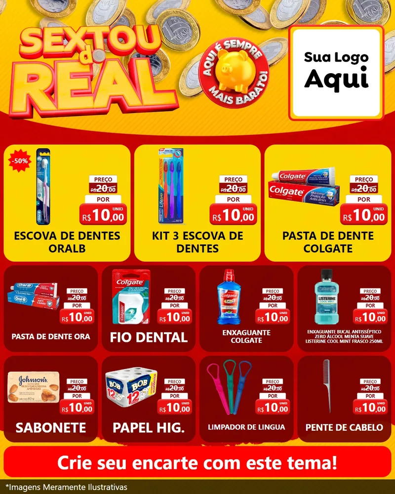 Modelo de Rede Social para Feed Instagram com o tema Sextou do Real para Higiene Pessoal