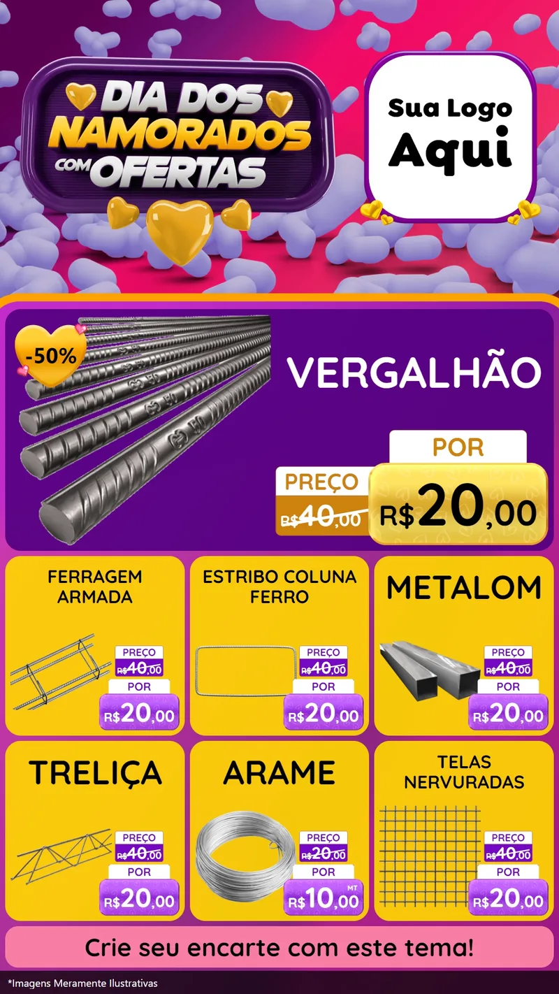 Modelo de Rede Social para Stories com o tema Dia Dos Namorados Com Ofertas para Ferragens