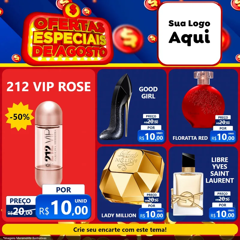 Modelo de Rede Social para Feed Facebook com o tema Ofertas Especiais de Agosto para Perfumes