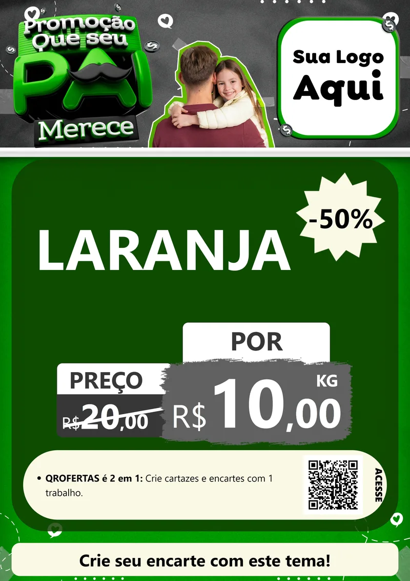 Modelo de Cartaz para Cartaz A4 Vertical com o tema Promoção Que seu Pai Merece para Hortifrúti