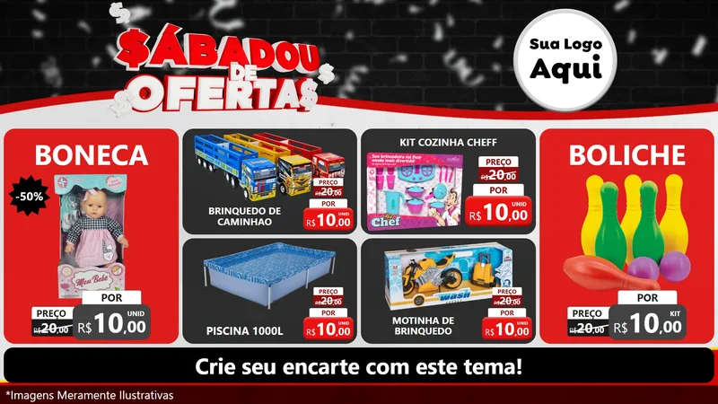 Modelo de TV para TV Horizontal com o tema Sabadou de Ofertas para Brinquedos