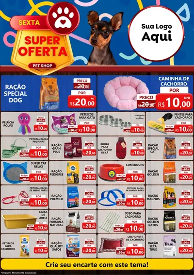 Modelo de Encarte para Encarte A4 Vertical com o tema Sexta Super Oferta Pet Shop para Pet Shop