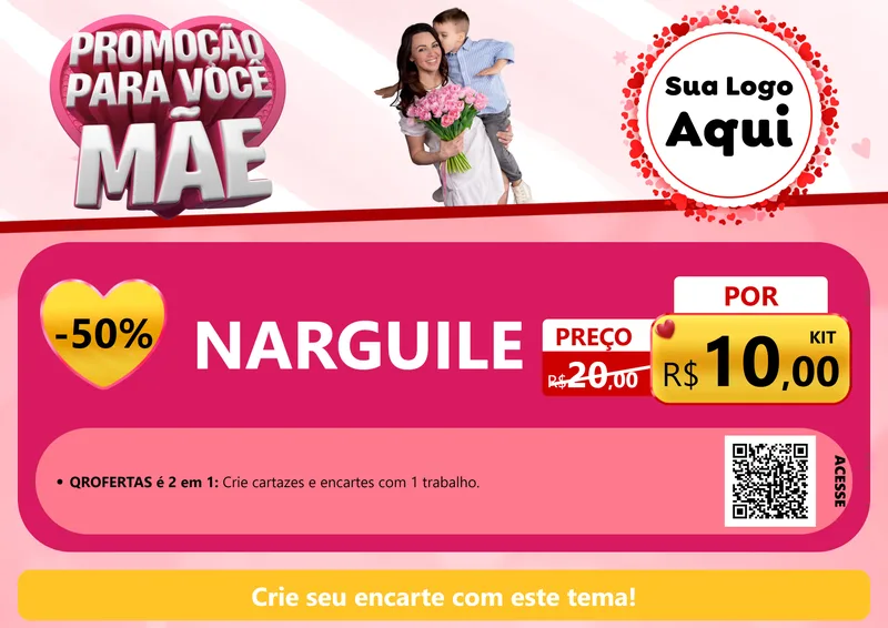 Modelo de Cartaz para Cartaz A4 Horizontal com o tema Promoção Para Você Mãe para Tabacaria