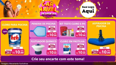 Modelo de TV para TV Horizontal com o tema Carnaval de Ofertas para Produtos para Piscina