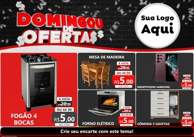 Modelo de Encarte para Encarte A4 Horizontal com o tema Domingou de Ofertas para Móveis e Eletro