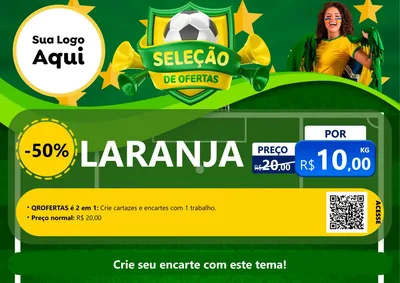 Modelo de Cartaz para Cartaz A4 Horizontal com o tema Seleção de Ofertas - Copa para Hortifrúti