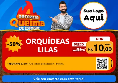 Modelo de Cartaz para Cartaz A4 Horizontal com o tema Semana Queima de Estoque para Floricultura e jardim