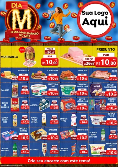 Modelo de Encarte para Encarte A4 Vertical com o tema Dia M - O Dia Mais Barato Do Mês para Frios e Laticínios