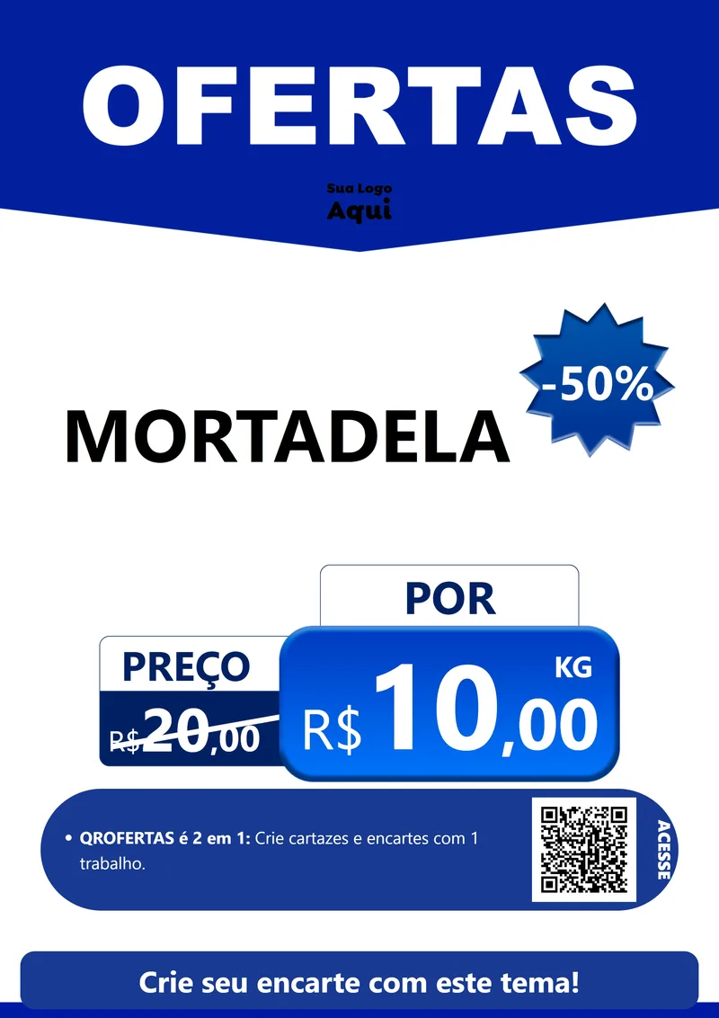 Modelo de Cartaz para Cartaz A4 Vertical com o tema Ofertas Azul Cartaz para Frios e Laticínios