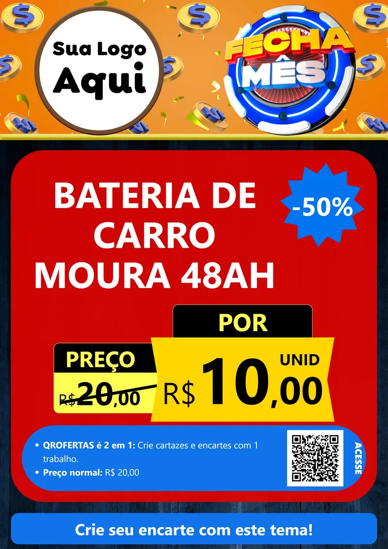 Modelo de Cartaz para Cartaz A4 Vertical com o tema Fecha Mês para Baterias Elétricas
