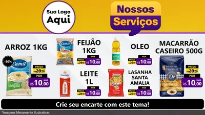 Modelo de TV para TV Horizontal com o tema Nossos Serviços para Supermercado