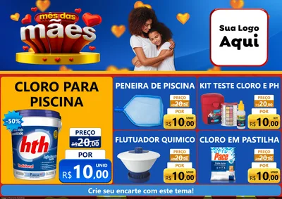 Modelo de Encarte para Encarte A4 Horizontal com o tema Mês das Mães para Produtos para Piscina