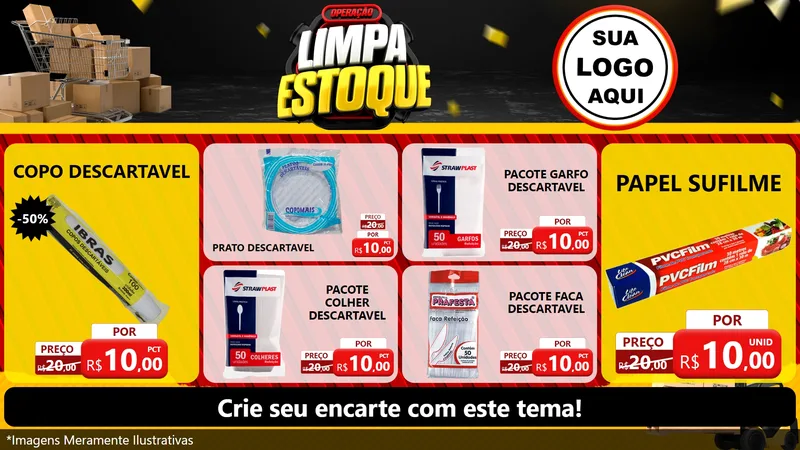 Modelo de TV para TV Horizontal com o tema Operação Limpa Estoque para Embalagens