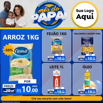 Modelo de Rede Social para Feed Facebook com o tema Ofertas Imperdíveis Mês Do Papai para Supermercado
