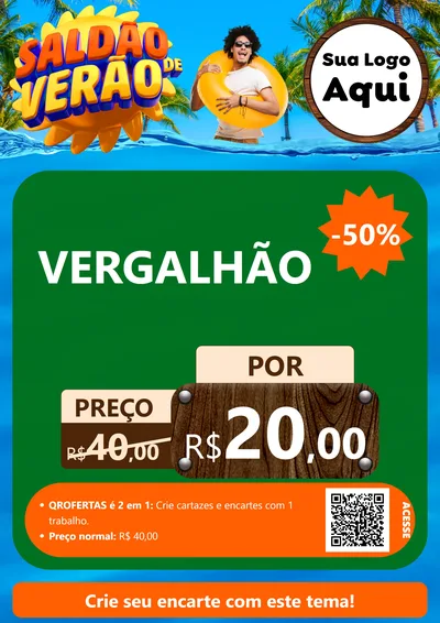 Modelo de Cartaz para Cartaz A4 Vertical com o tema Saldão de Verão para Ferragens