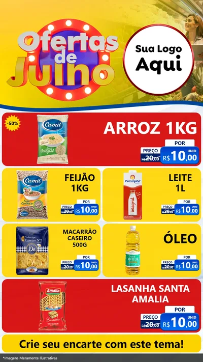 Modelo de TV para TV Vertical com o tema Ofertas de Julho para Supermercado