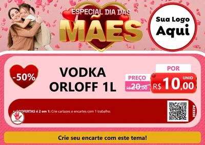 Modelo de Cartaz para Cartaz A4 Horizontal com o tema Especial Dia Das Mães para Distribuidora de bebidas