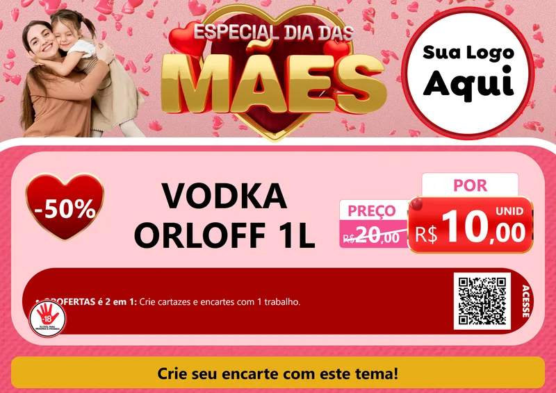 Modelo de Cartaz para Cartaz A4 Horizontal com o tema Especial Dia Das Mães para Distribuidora de bebidas