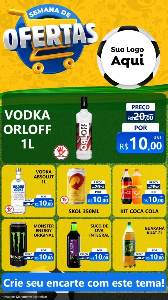 Modelo de Rede Social para Stories com o tema Semana de Ofertas - Copa para Distribuidora de bebidas