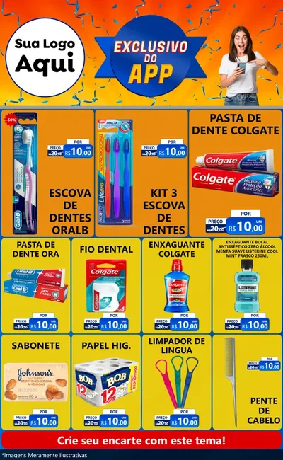 Modelo de Encarte para Encarte Grande com o tema Exclusivo do Aplicativo para Higiene Pessoal