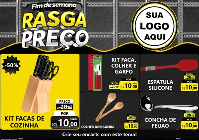 Modelo de Encarte para Encarte A4 Horizontal com o tema Fim de Semana Rasga Preço para Utilidades Domésticas