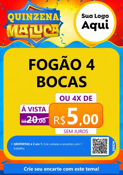 Modelo de Cartaz para Cartaz A4 Vertical com o tema Quinzena Maluca para Móveis e Eletro