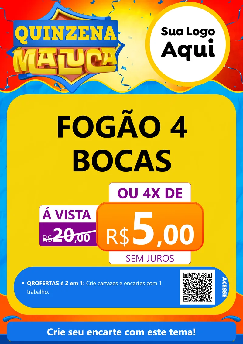 Modelo de Cartaz para Cartaz A4 Vertical com o tema Quinzena Maluca para Móveis e Eletro